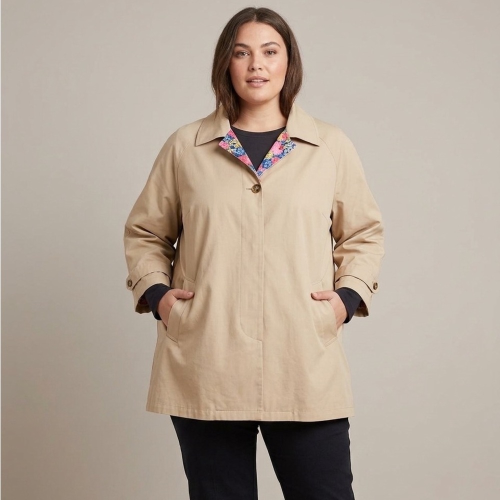 Woman Within 34W Beige Trench Jacket Plus‎ Size